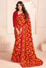 Marvelous Red Digital Printed Georgette Traditional Saree With Blouse