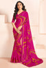 Lovely Pink Digital Printed Georgette Casual Wear Saree