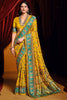 Wonderful Mustard Paisley Printed Tussar Silk Haldi Wear Saree