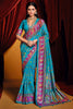 Ravishing Sky-Blue Paisley Printed Tussar Silk Festival Wear Saree