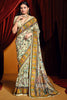 Gorgeous Off-White Paisley Printed Tussar Silk Festival Wear Saree