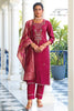Dazzling Pink Hand Work Viscose Silk Festival Wear Pant Suit