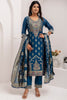 Tantalizing Teal Blue Zari Weaving Jacquard Silk Event Wear Pant Suit