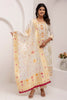 Tantalizing Off-White Zari Weaving Jacquard Silk Festival Wear Pant Suit