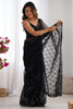 Lovely Black Sequins Work Net Cocktail Party Saree With Blouse