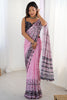 Beautiful Pink Digital Printed Chinon Party Wear Saree With Blouse
