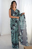 Delightful Black Digital Printed Chinon Festival Wear Saree With Blouse