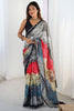 Enjoyable Multi-Color Digital Printed Chinon Saree With Blouse