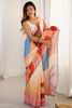 Adorable Multi-Color Printed Chinon Function Wear Saree With Blouse