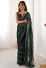 Lovely Green Sequins Chiffon Mehendi Wear Saree With Blouse