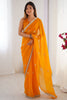 Incredible Yellow Beads Work Silk Haldi Wear Saree With Blouse