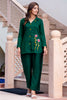 Captivating Bottle Green Hand Work Silk Casual Wear Co-Ord Set
