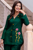 Captivating Bottle Green Hand Work Silk Casual Wear Co-Ord Set