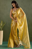 Adorable Yellow Border Work Chiffon Pre-Stitched Saree With Blouse