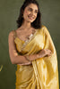 Adorable Yellow Border Work Chiffon Pre-Stitched Saree With Blouse