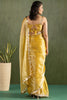 Adorable Yellow Border Work Chiffon Pre-Stitched Saree With Blouse