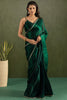 Good-looking Green Border Work Chiffon Pre-Stitched Party Wear Saree