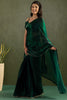 Good-looking Green Border Work Chiffon Pre-Stitched Party Wear Saree