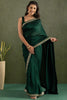 Beautiful Bottle Green Border Work Chiffon Mehendi Wear Saree