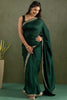 Beautiful Bottle Green Border Work Chiffon Mehendi Wear Saree