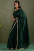 Beautiful Bottle Green Border Work Chiffon Mehendi Wear Saree