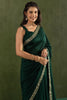 Beautiful Bottle Green Border Work Chiffon Mehendi Wear Saree
