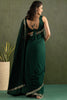 Beautiful Bottle Green Border Work Chiffon Mehendi Wear Saree