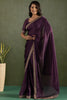 Attractive Purple Border Work Chiffon Ready To Wear Saree With Blouse