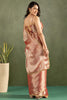 Pretty Rose Gold Chiffon Party Wear Pre-Stitched Saree With Blouse