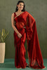 Stunning Red Border Work Chiffon Festival Wear Saree With Blouse