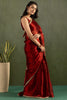 Stunning Red Border Work Chiffon Festival Wear Saree With Blouse