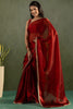 Stunning Red Border Work Chiffon Festival Wear Saree With Blouse