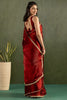 Stunning Red Border Work Chiffon Festival Wear Saree With Blouse