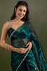 Astonishing Teal Blue Chiffon Reception Wear Pre-Stitched Saree