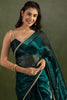 Astonishing Teal Blue Chiffon Reception Wear Pre-Stitched Saree
