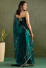 Astonishing Teal Blue Chiffon Reception Wear Pre-Stitched Saree