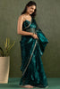 Astonishing Teal Blue Chiffon Reception Wear Pre-Stitched Saree