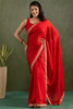 Charming Red Border Work Chiffon Party Wear Pre-Stitched Saree