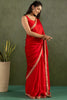 Charming Red Border Work Chiffon Party Wear Pre-Stitched Saree