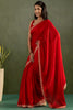 Charming Red Border Work Chiffon Party Wear Pre-Stitched Saree