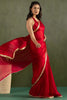 Precious Red Border Work Chiffon Ready To Wear Saree With Blouse