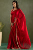 Precious Red Border Work Chiffon Ready To Wear Saree With Blouse