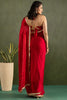 Precious Red Border Work Chiffon Ready To Wear Saree With Blouse