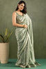 Majestic Pista Green Border Work Chiffon Reception Wear Saree