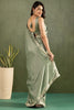 Majestic Pista Green Border Work Chiffon Reception Wear Saree
