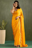 Glamorous Yellow Border Work Chiffon Festival Wear Pre-Stitched Saree