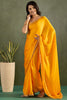 Glamorous Yellow Border Work Chiffon Festival Wear Pre-Stitched Saree