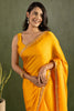 Glamorous Yellow Border Work Chiffon Festival Wear Pre-Stitched Saree