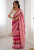 Lovely Pink Leheriya Printed Chiffon Festival Wear Saree With Blouse