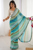Elegant Teal Blue Leheriya Printed Chiffon Traditional Saree With Blouse